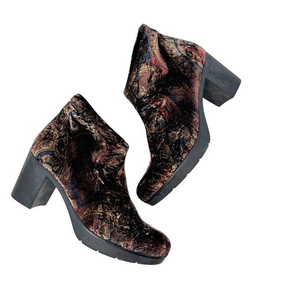Toni Pons Finley Bootie Velvet‎ Velour Paisley Print Multicolor Size 38 US 7.5 - Picture 1 of 14